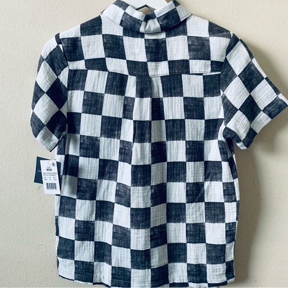 NWT Grayson/Threads Kids Checker Print Cotton Button Up Dress Shirt Top | M/8 - Picture 5 of 8